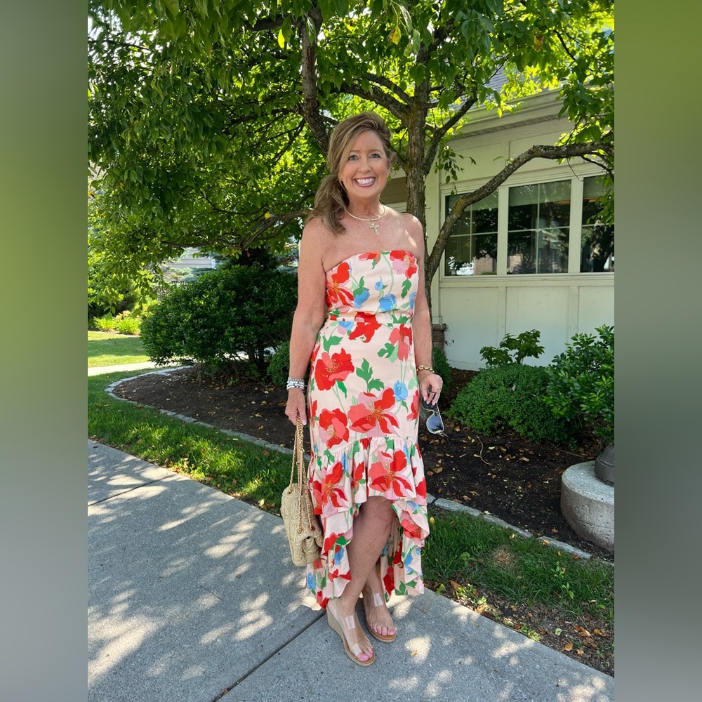 Tuckernuck Hyacinth House Red Multi Floral Strapless Malory Dress Women’s L